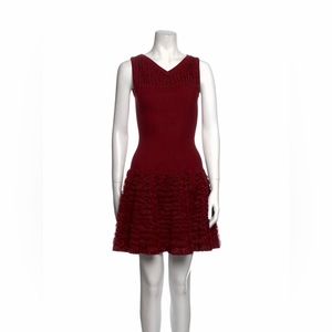 Alaïa A-Line burgundy Dress with metallic accent